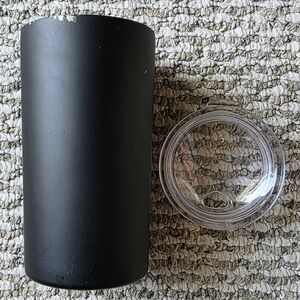 12 Oz Matte Black Stainless Tumbler with Clear Lid